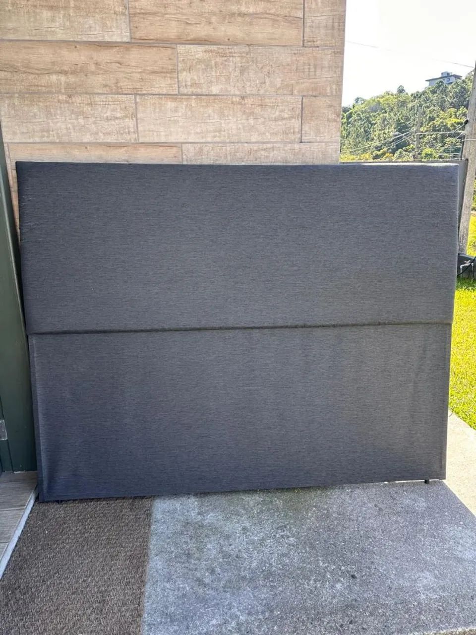 Cabeceira cama casal estofada cinza