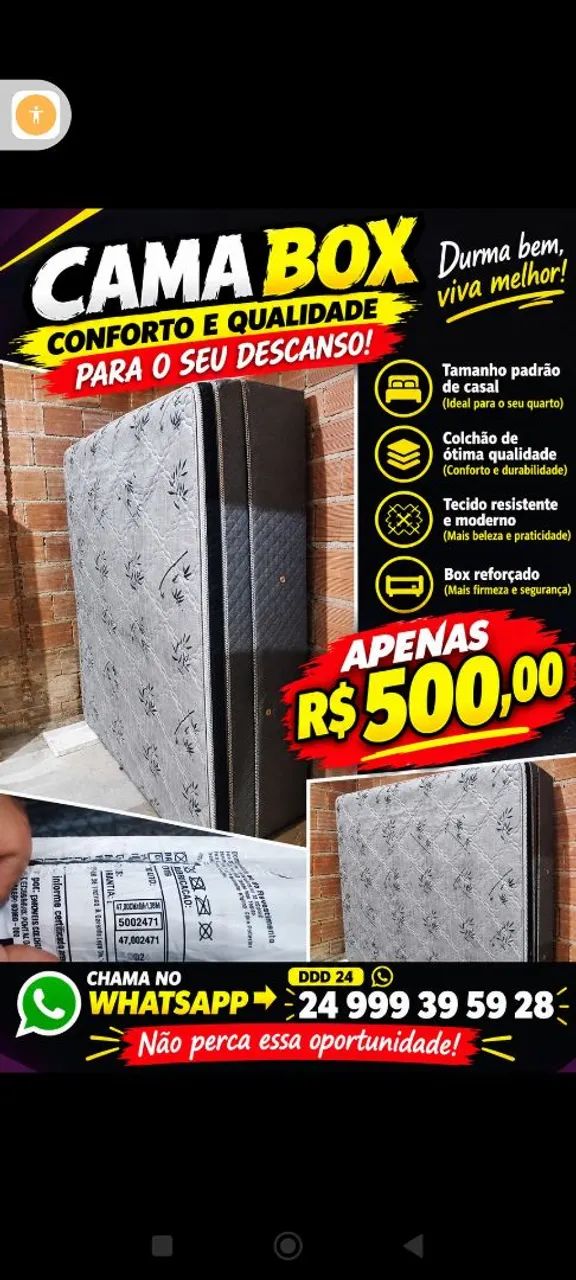 Cama Box casal com colchão 