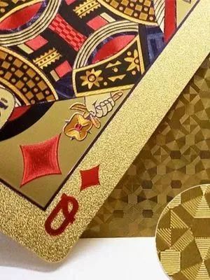 Baralho Dourado Ouro 24k Folheado Poker Truco Cartas aprova d'água - Foto 5
