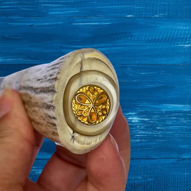 Faca Antiga Kissing Möllmann Aço Alemão Cabo Em Chifre Cervo - Foto 5