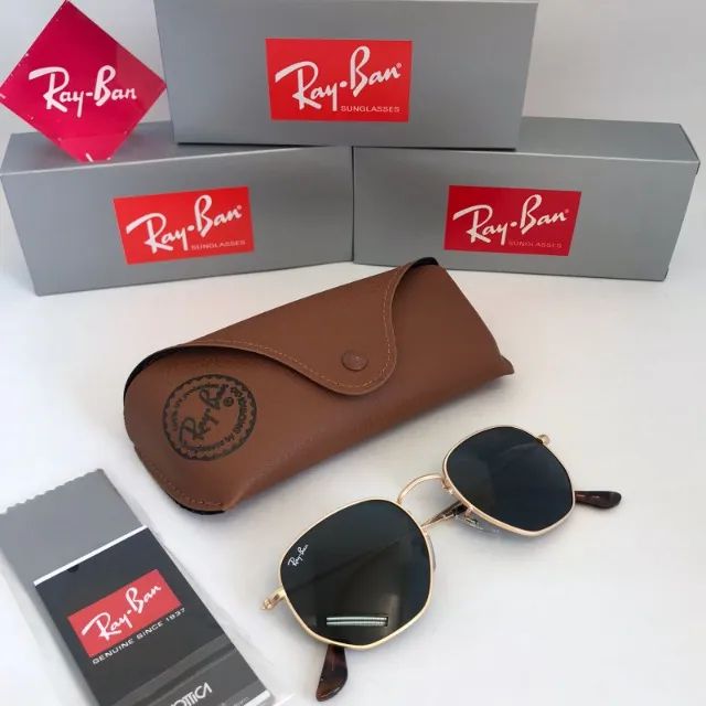 Óculos Ray ban Hexagonal Tradicional Gold Lentes de cristal