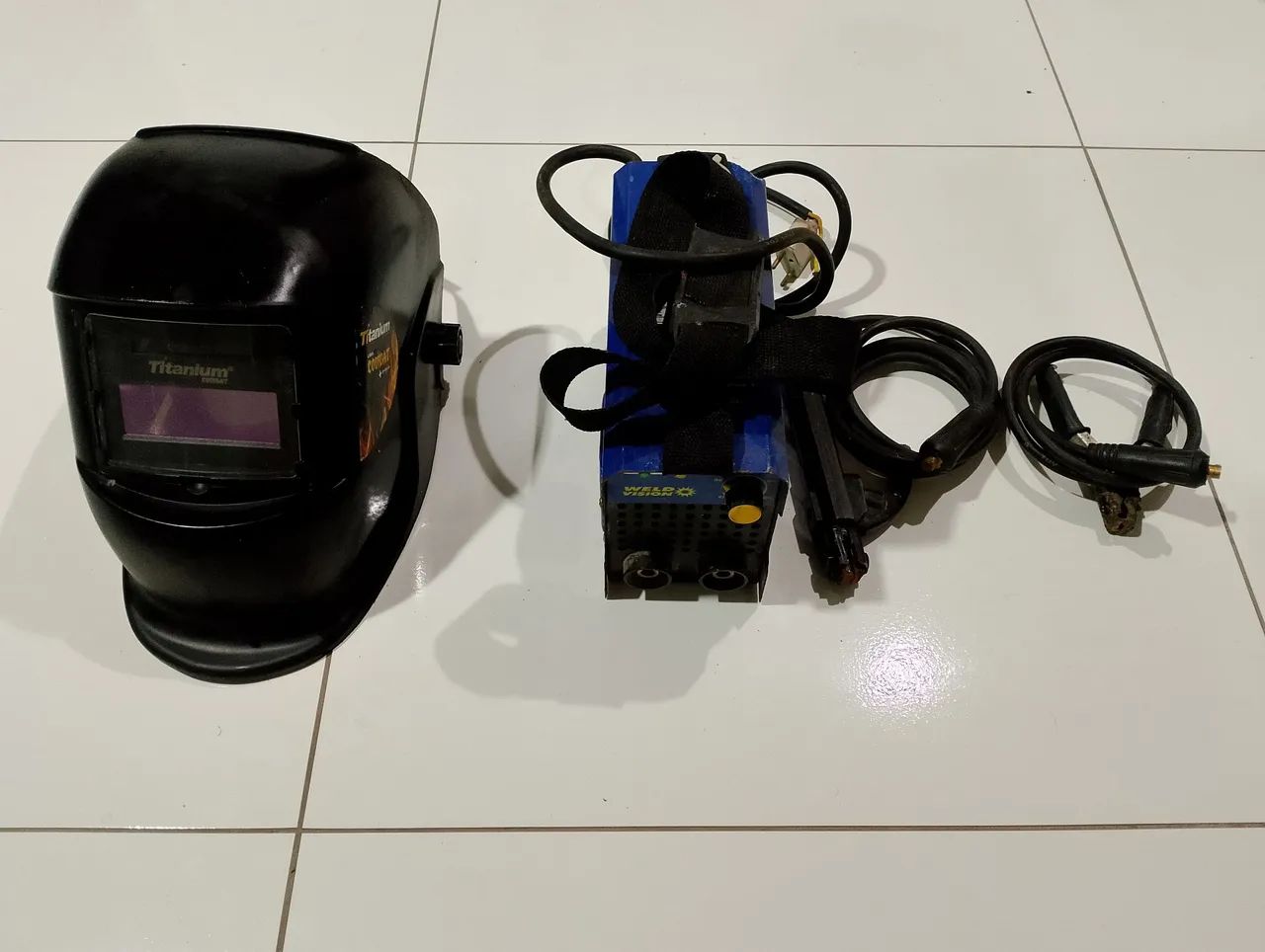 Máscara de solda Titanium e máquina de solda Weldcom