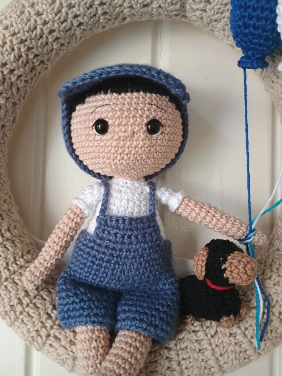 Enfeite de porta menino, croche - Foto 3
