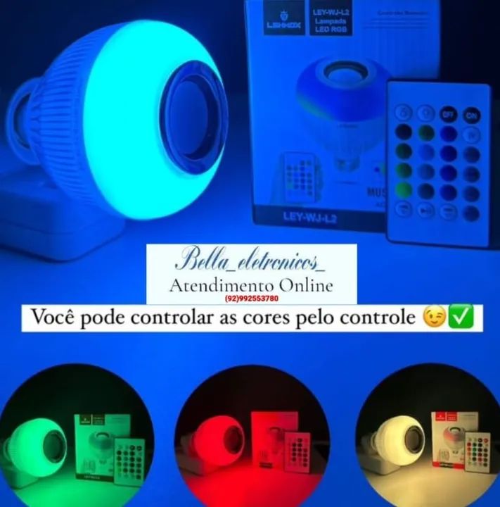 LÂMPADA LED RGB VIA BLUETOOTH MUSICAL 