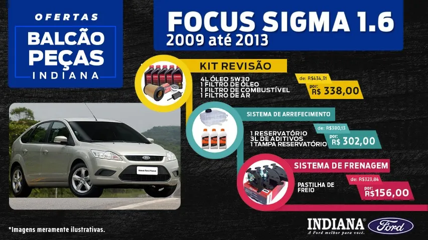 Kit revisão Ford Focus 2009 - 2013 1.6 Sigma (Óleos e Filtros)