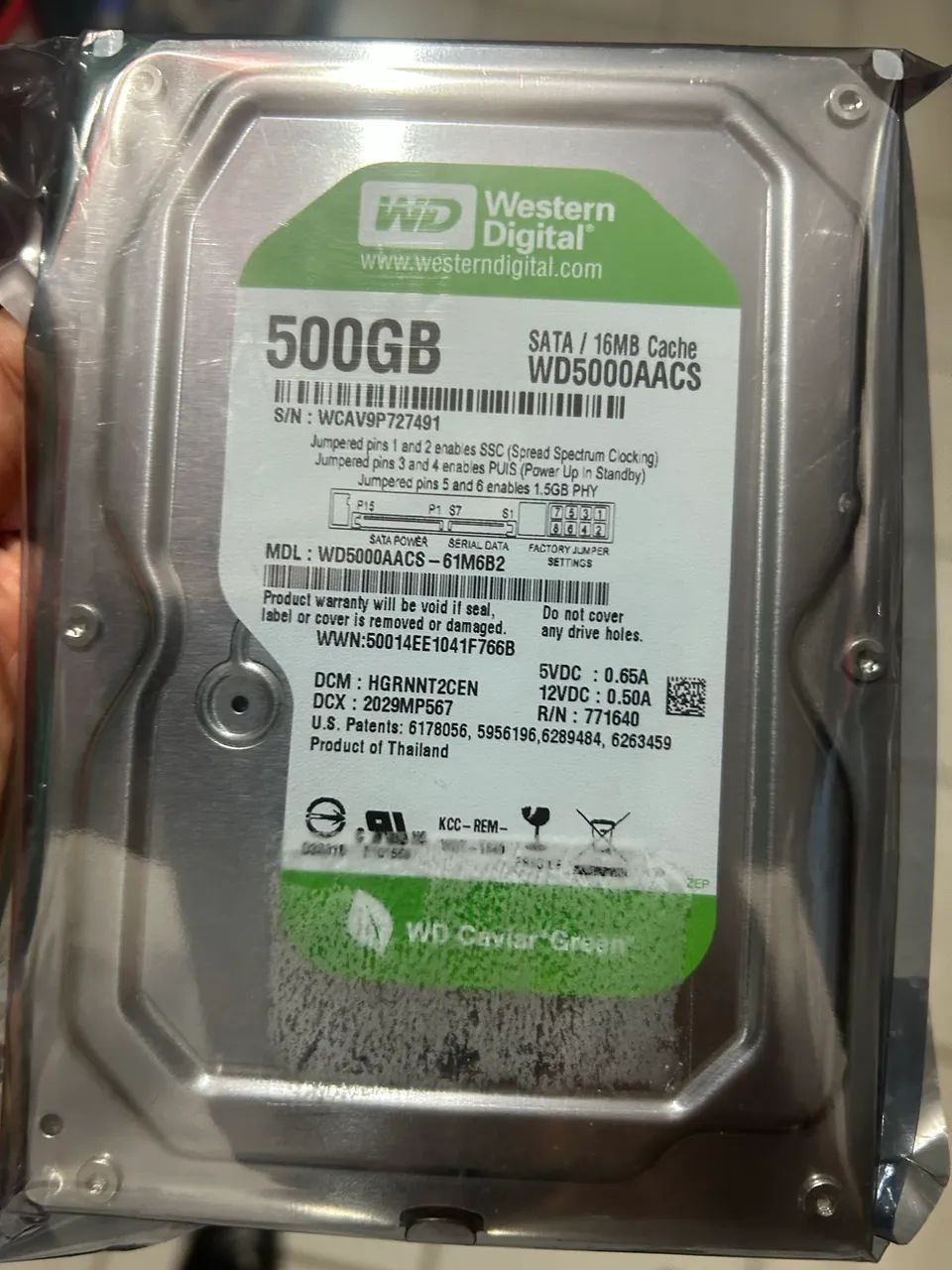 Disco rígido 500gb SATA wester digital NOVO