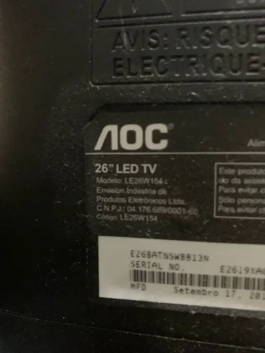 Tv Aoc 26 polegadas modelo : LE26w154 defeito não quer ligar tem mancha na tela  - Foto 4