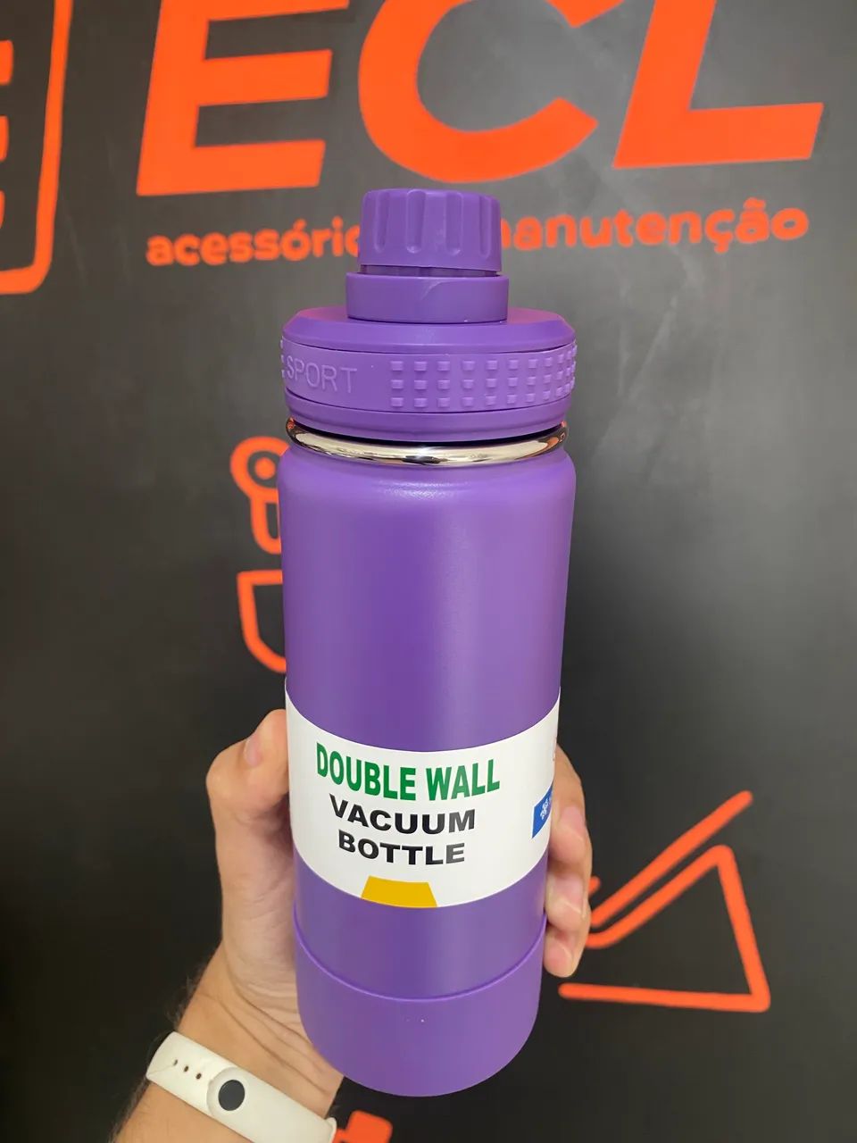 Garrafa térmica lilás 540ml com proteção  - Foto 2