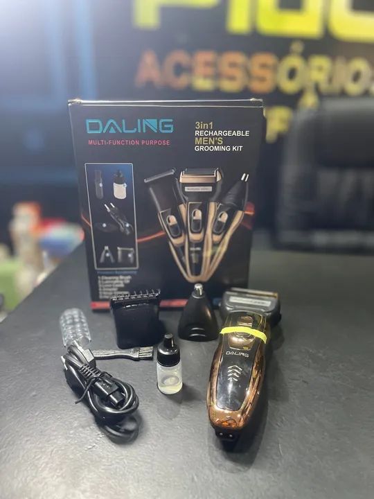 Kit de Aparador de Barba 3 em 1 - Recarregável - Daling - Foto 3