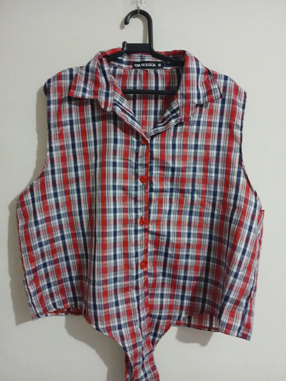 Camisa xadrez sem manga - G
