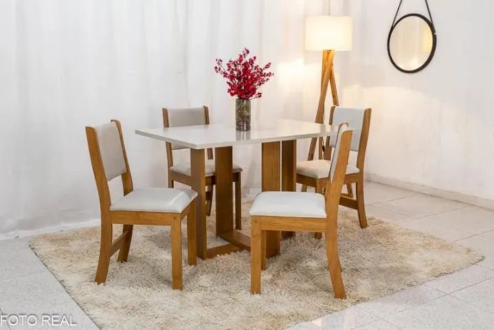 Mesa de Jantar Magic Mel/Blonde com 4 Cadeiras- Produto Novo 