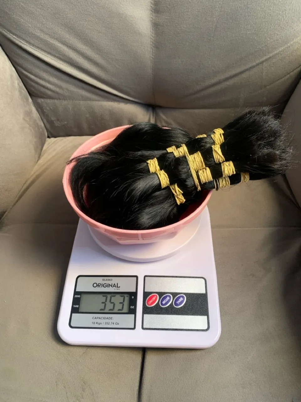 350 gramas de Cabelo Humano Preto 55/60 cm