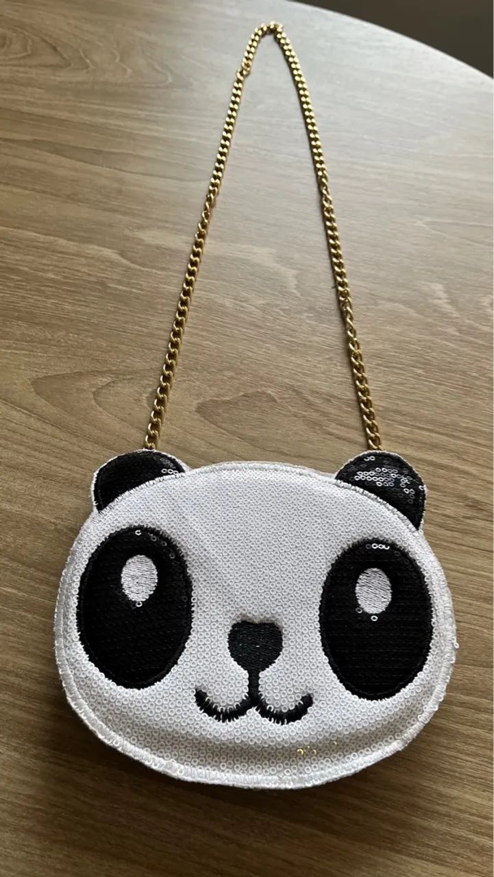Bolsa Infantil Panda com Paetês e Corrente Dourada - Foto 3