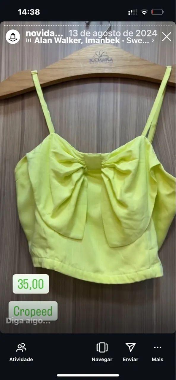 Top cropped com laço - Neon