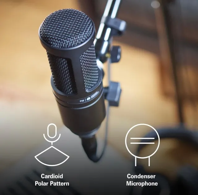 Microfone At2020 Com Brinde (cabo E Suporte) Para Streamings