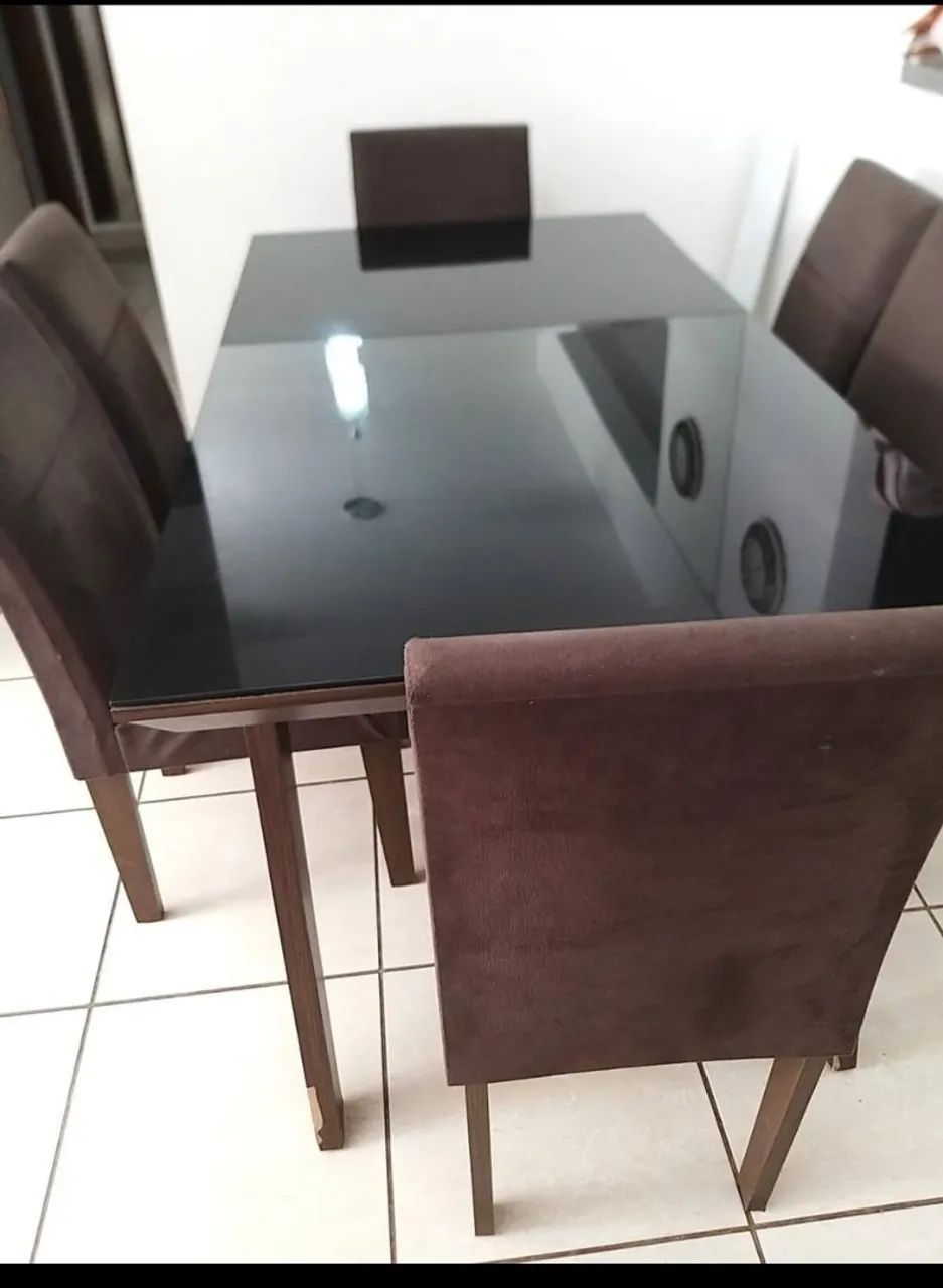 Mesa de Jantar de Vidro Preto - Foto 2
