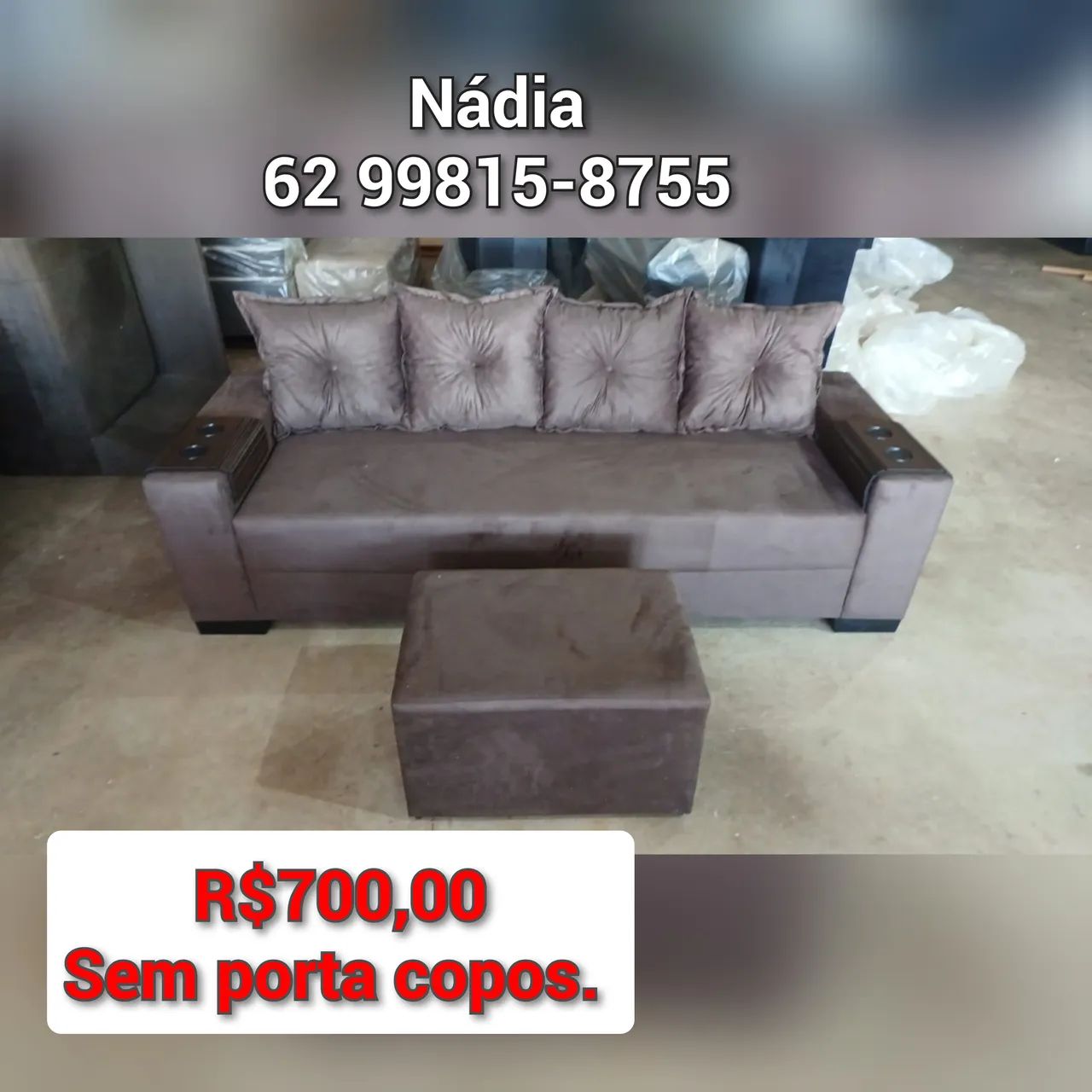 Sofá 4 lugares marrom medidas:2.20mt