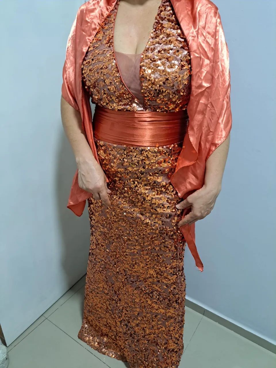 Vestido Paetê terracota - Foto 4