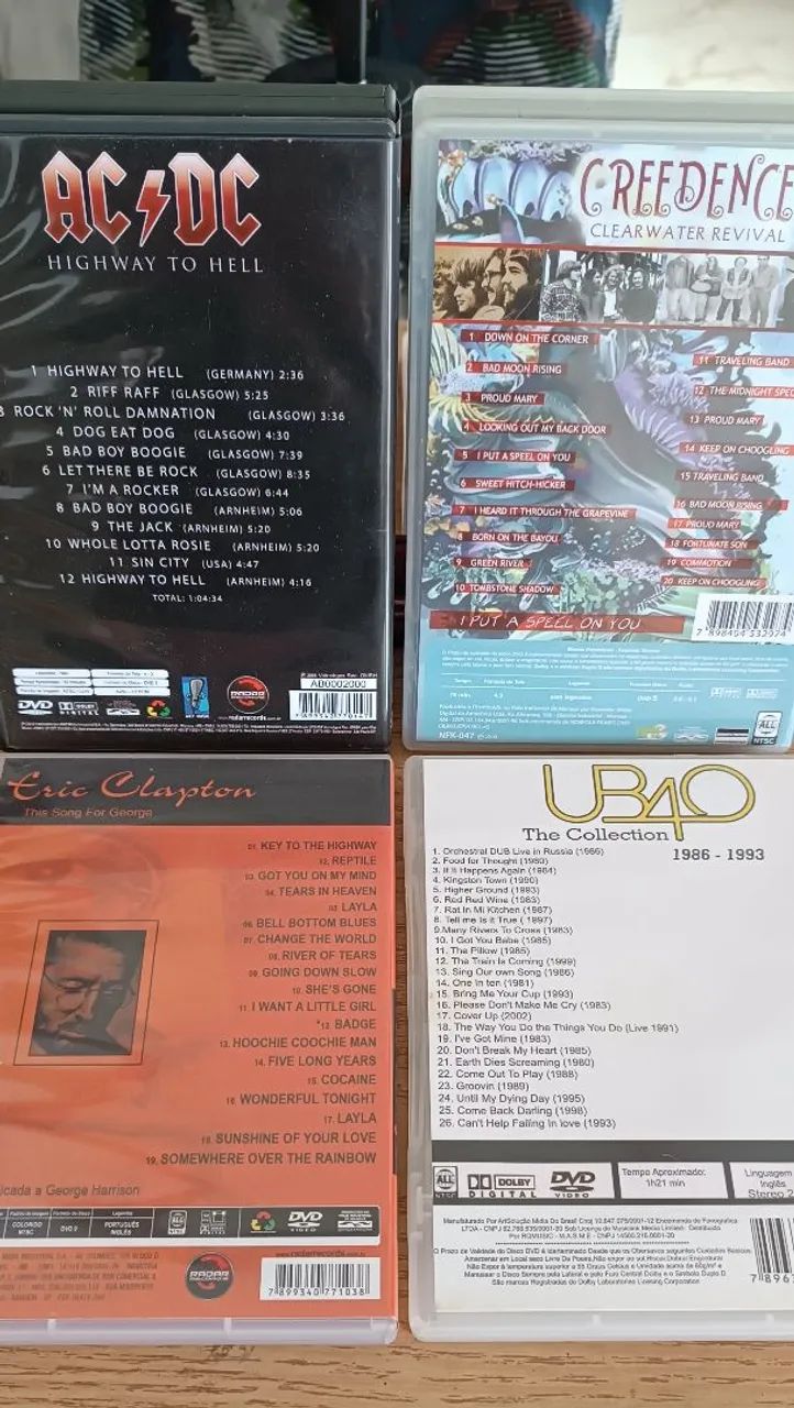 Abaixei o preço! Pacote 4 DVDs originais impecáveis! AC/DC, Creedence, Eric Clapton, UB40 - Foto 2