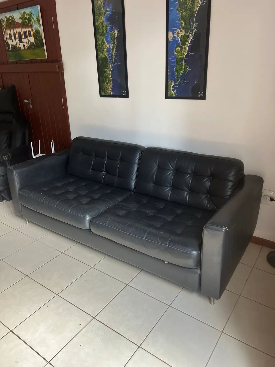 Sofá de couro preto - Foto 2