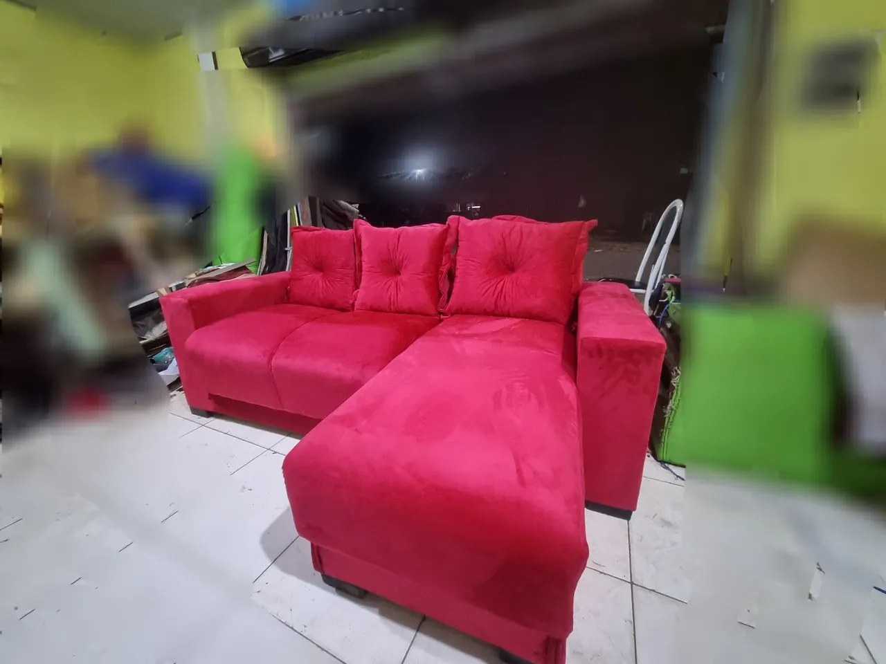 Sofá shase Estofarte Vermelho Elegante e Confortável