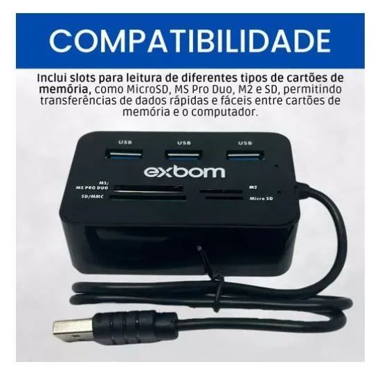 Multportas Hub USB 2.0  Com Leitor De Cartões  7 em 1  - Foto 2