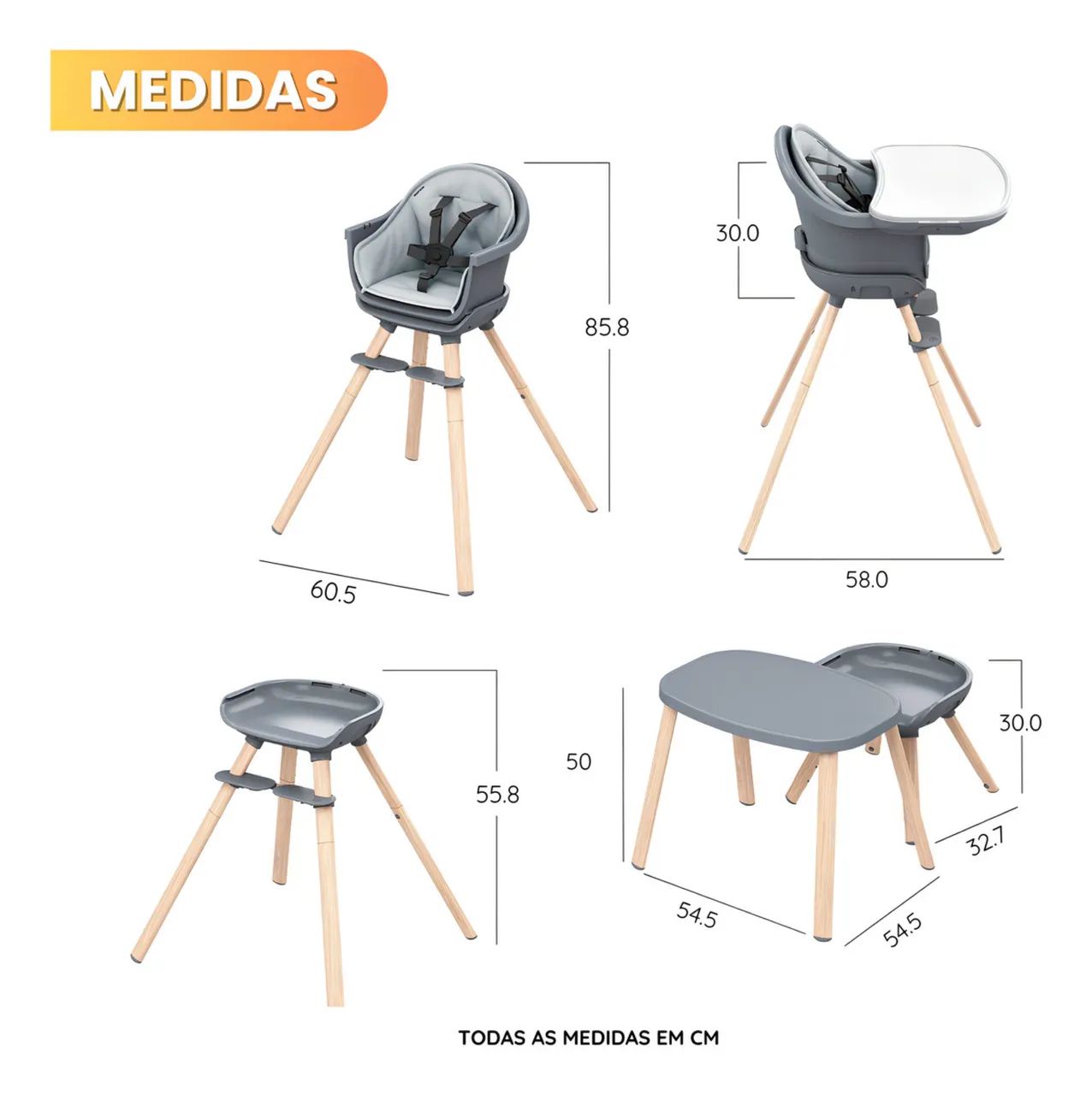 Cadeira De Refeição Moa 8 Em 1 Maxi-cosi Grafite - Foto 3