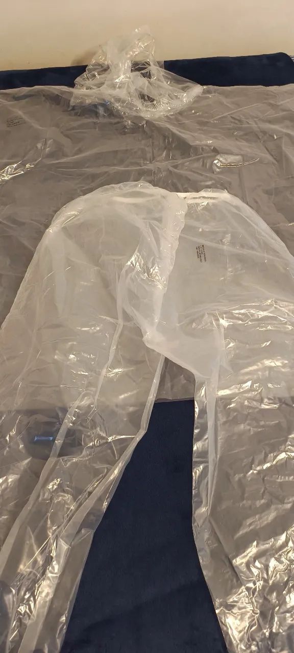 Conjunto Capa de Chuva Transparente com Elásticos Bata Calça Capuz Reutilizável Resistente - Foto 5