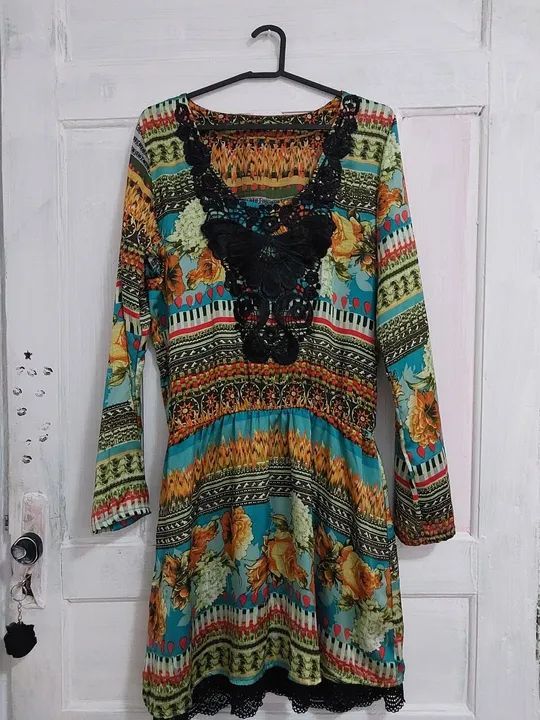 Vestido Longo Floral com Renda