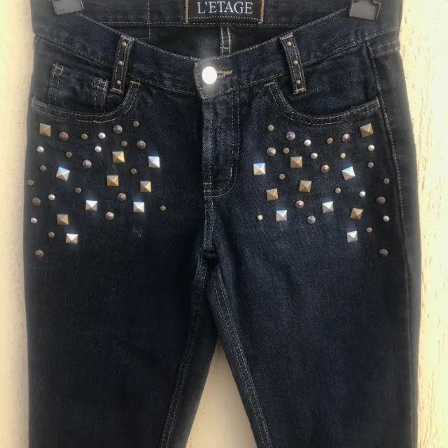 Calça Jeans Com Spikes Da Marca Letage (Usado) - Foto 3
