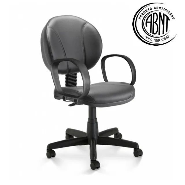 Cadeira Executiva PLUS Costurada c/ Braço Corsa Corino Preto Conforto Ergonômico 32978