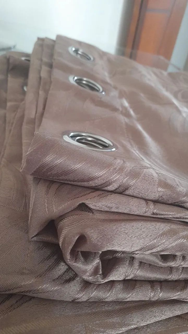 Cortina  em Poliéster  Marrom - Foto 3