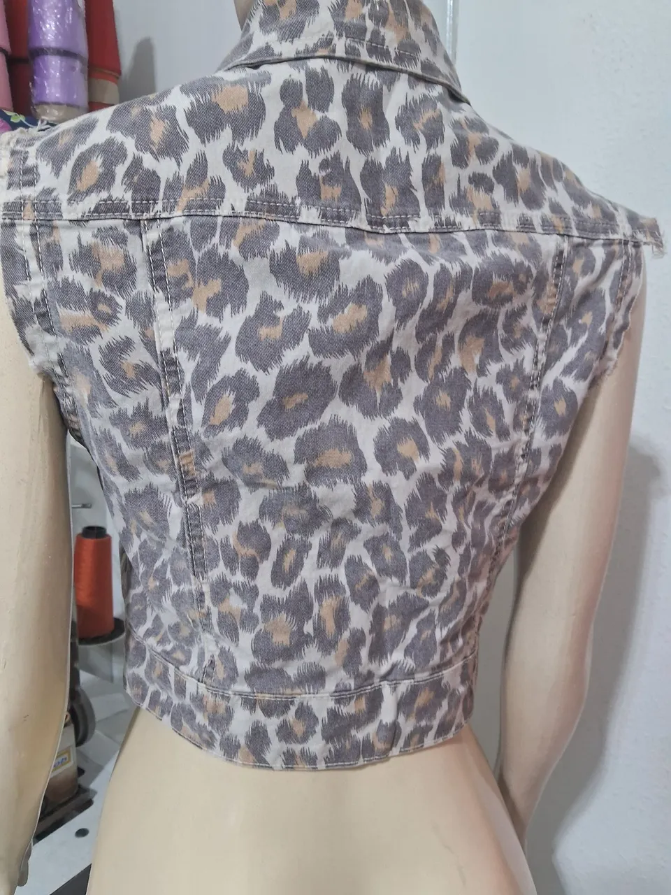 Colete Jeans Feminino Animal Print
