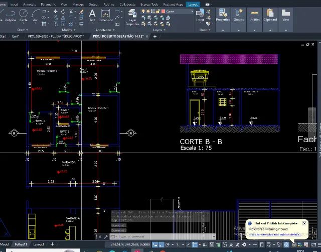 Planta baixa, fachadas - Projetista freelancer em autocad