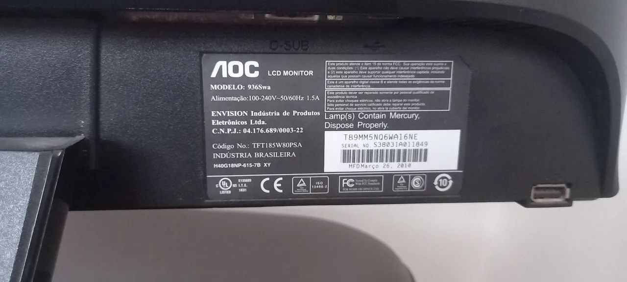 Monitor AOC 22 polegadas entrada VGA - Foto 3
