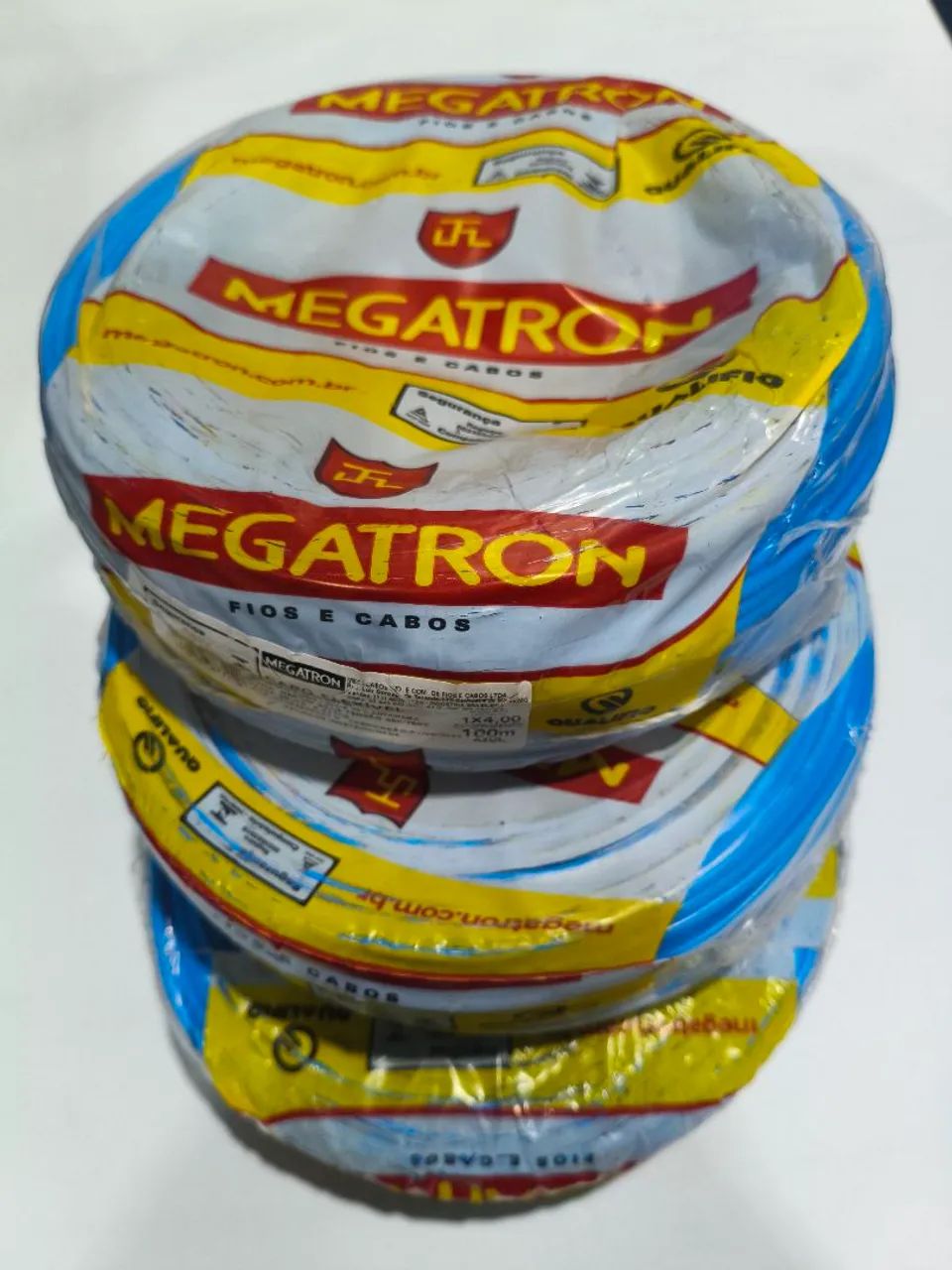 Fio cabo flexível 4mm, megatron lote com 3 rolos de 100 metros az e 2 rolos de 100 M ptl  - Foto 2