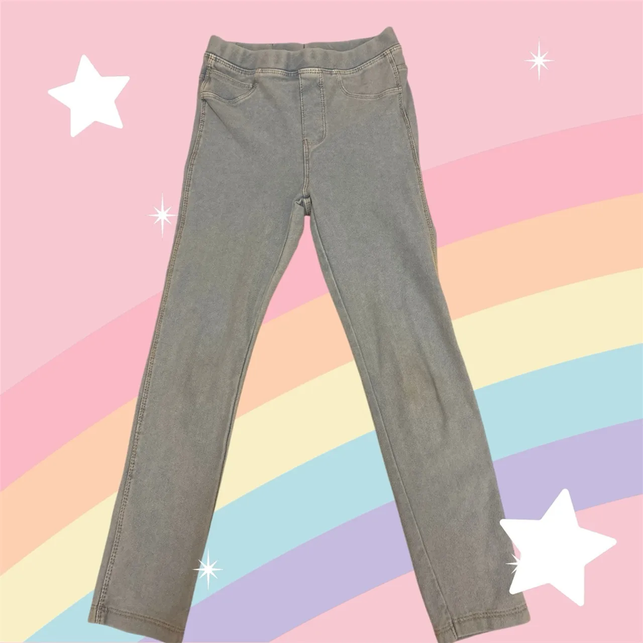 Calça legging jeans Infantil - Cinza
