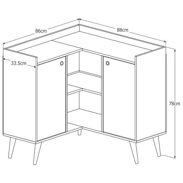 Buffet de Canto Amadeirado com Detalhes em Preto - Foto 2