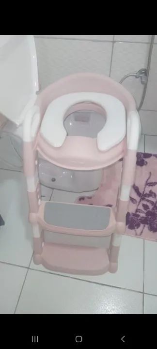 Assento Sanitário Infantil com Degraus - Rosa - Foto 2