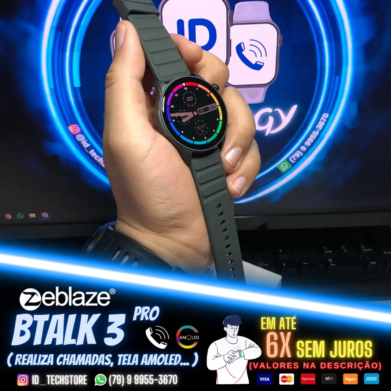 PROMO ESPECIAL!!! Zeblaze Btalk 3 Pro - Smartwatch super tela AMOLED e realiza chamadas.