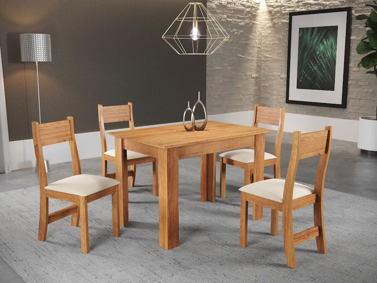 Mesa perla com 4 cadeiras tr328m