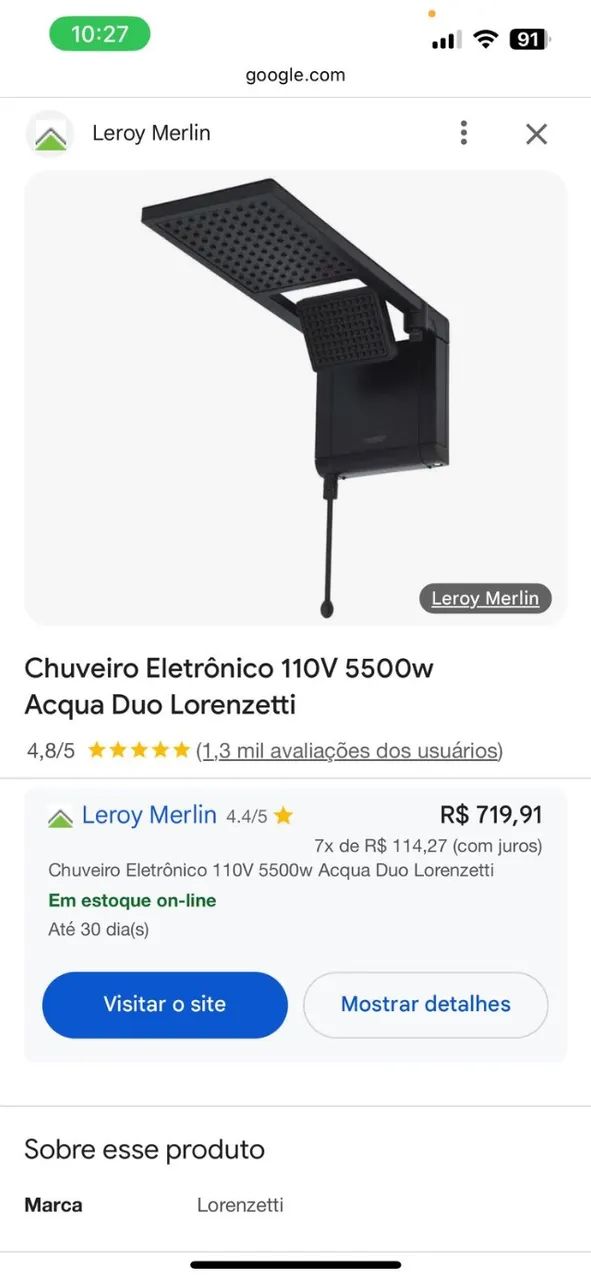 Chuveiro elétrico lorenzetti 64861124838401121