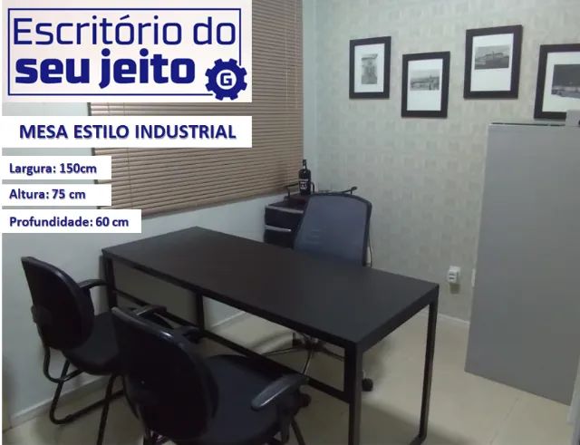 Mesa de Estudo Reforçada 1,5m NOVA Birô Industrial Multiuso Computador Notebook Escritório - Foto 4