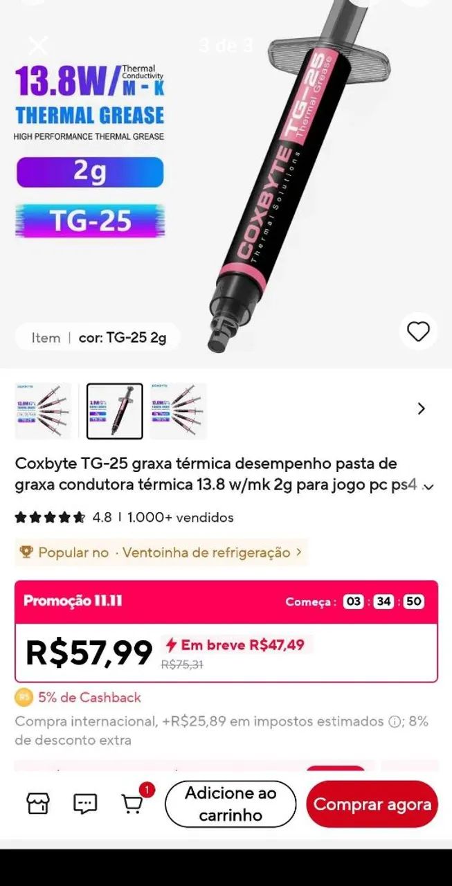 Pasta térmica Convite 13,8 W/mK - Foto 3