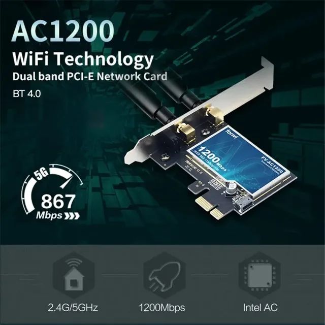 Fenvi Placa Wifi1200mbps 2.4/5ghz Com Bluetooth 4.0 Win. 7 Ao 11 - Foto 2