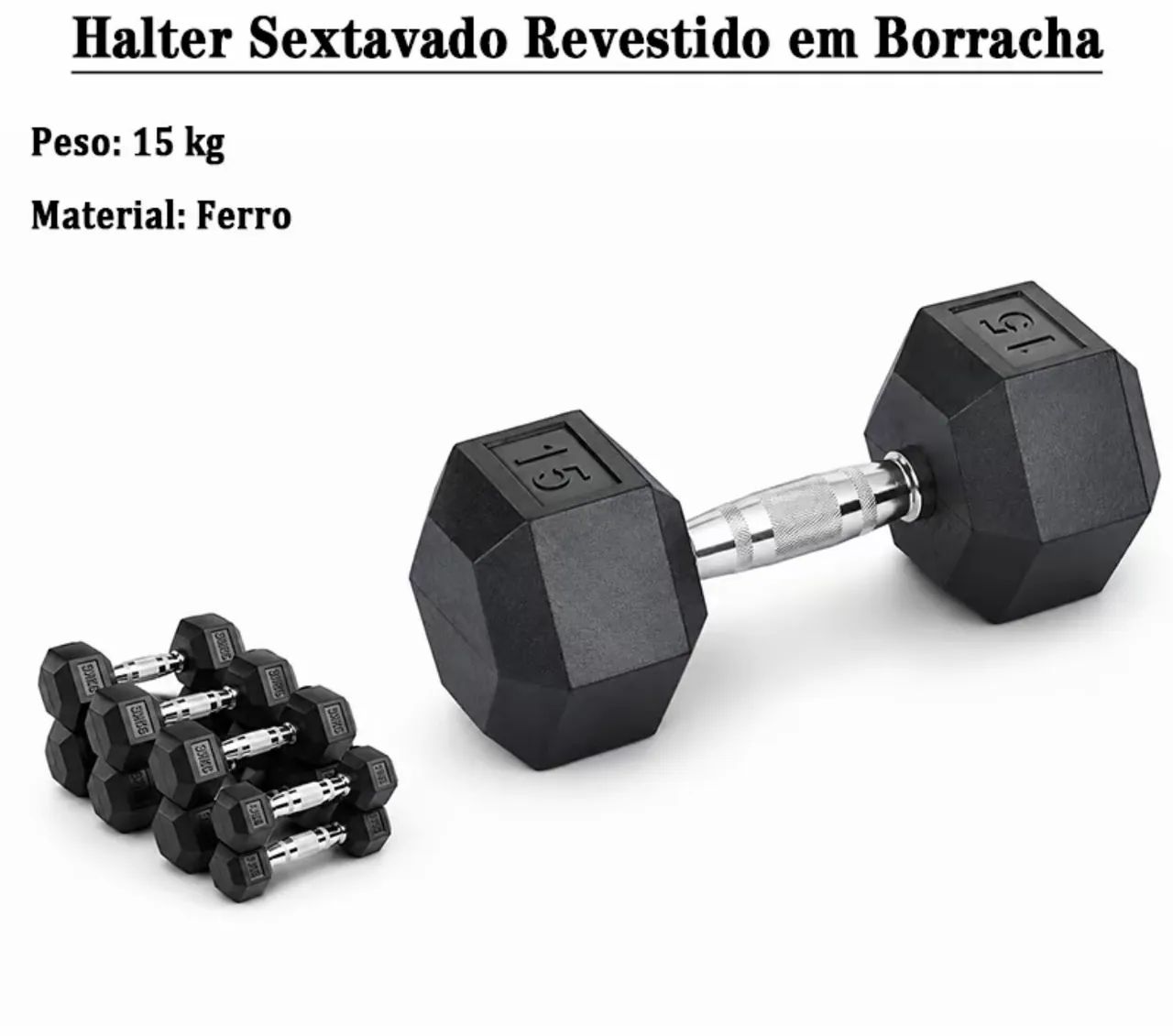 Par Halter 15kg sextavado cromado