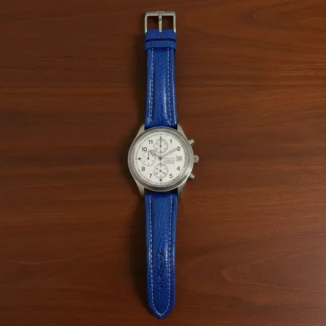 Relógio Masc. Akium Chronograph Vivara Pulseira Couro Azul  - Foto 5