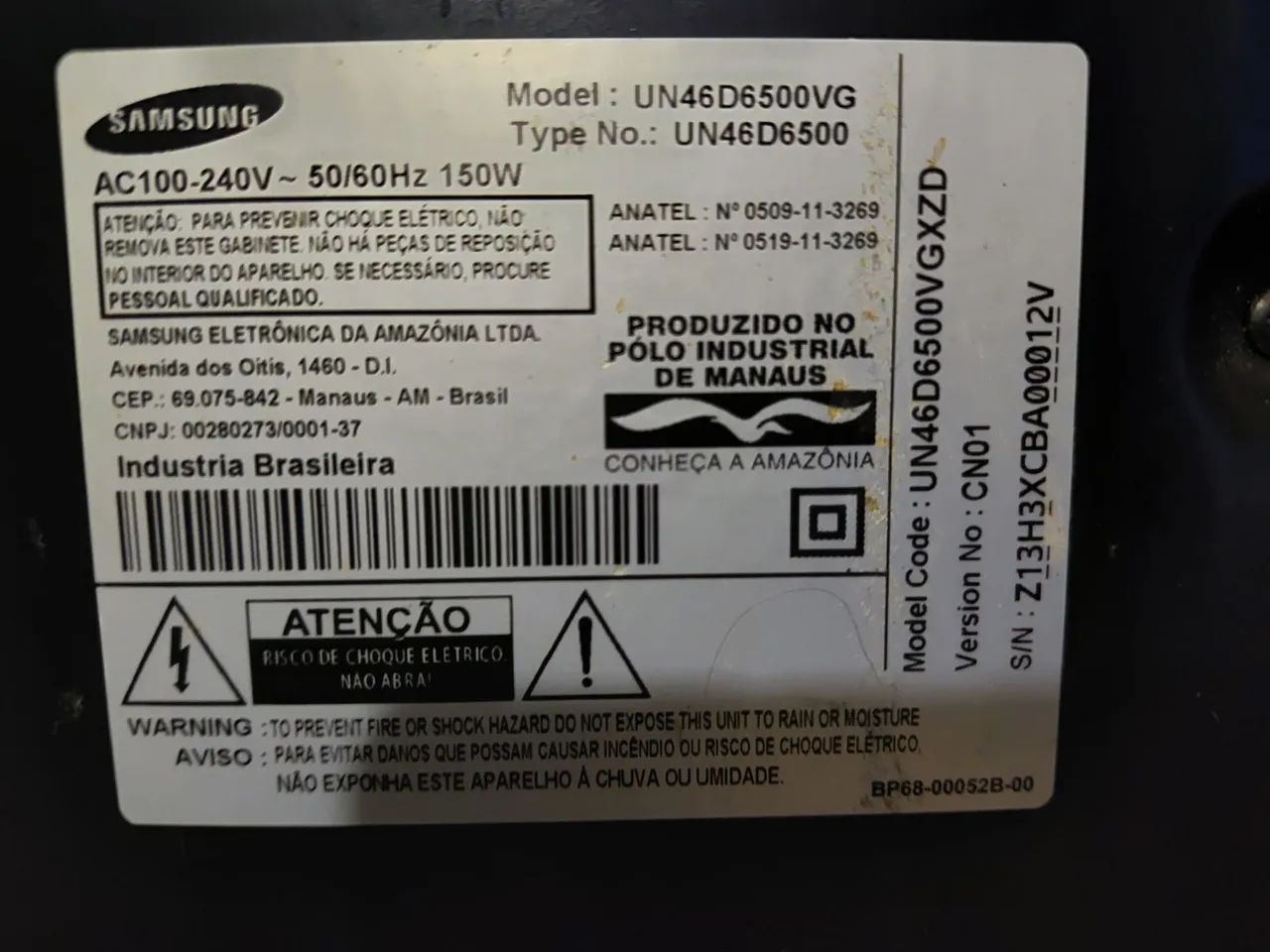 Tv Samsung 46 polegadas, FONTE QUEIMADA. Modelo na foto  - Foto 4
