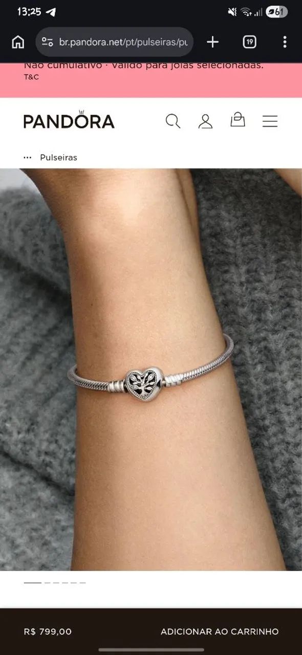 Pulseira prata 925 Pandora  - Foto 5