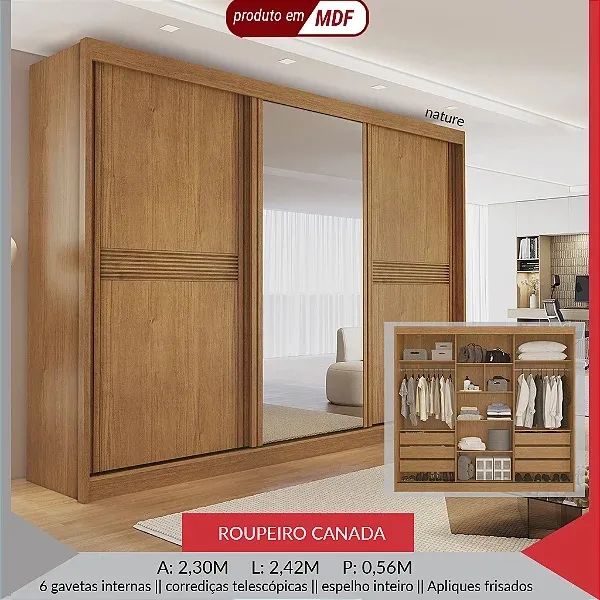 Guarda Roupa Canadá MDF 